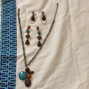 3 Piece Antique Art Deco Necklace/2pr earrings